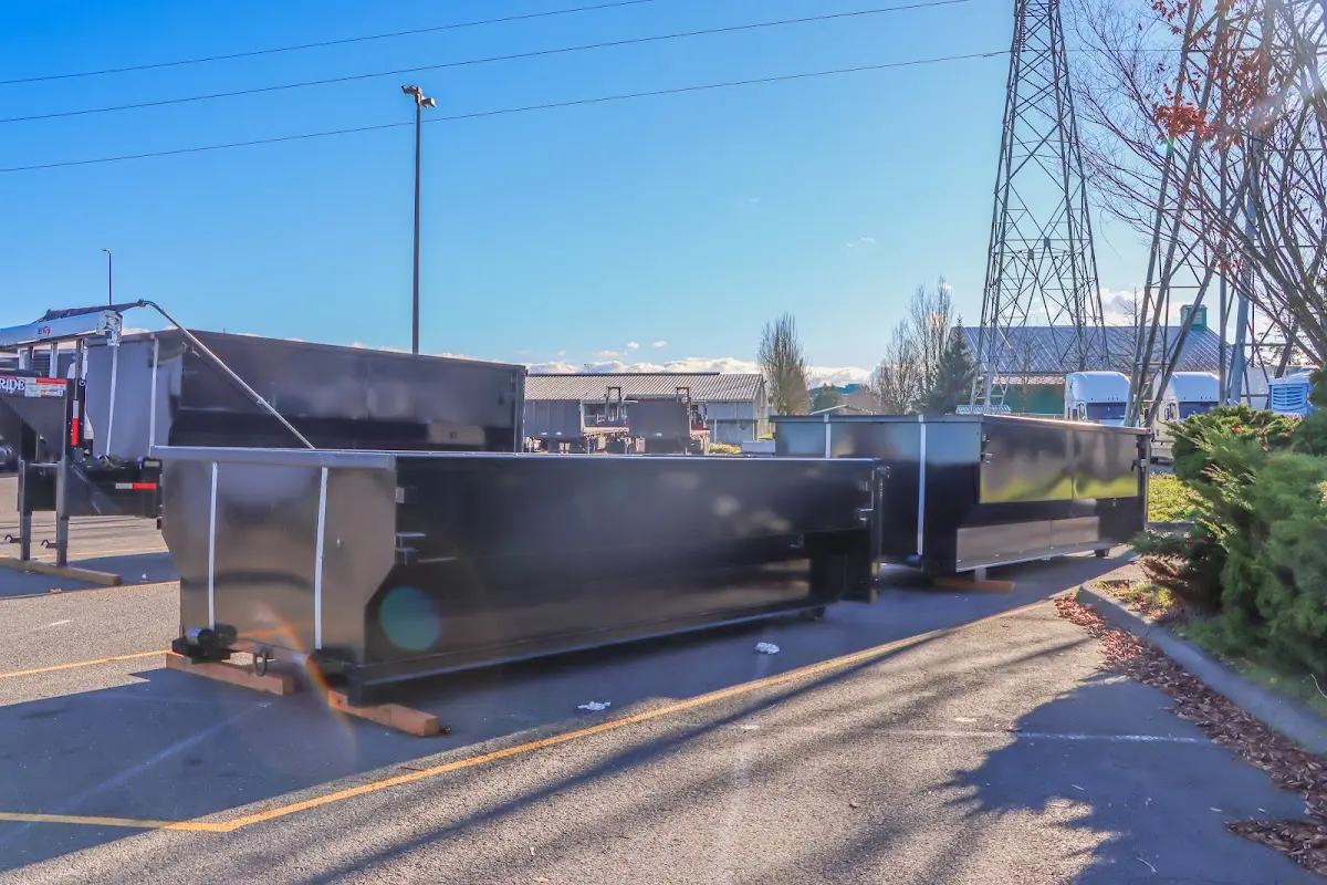 Roll-off dumpster ready for waste disposal at job site for Construction Dumpster Rental in Woodbridge